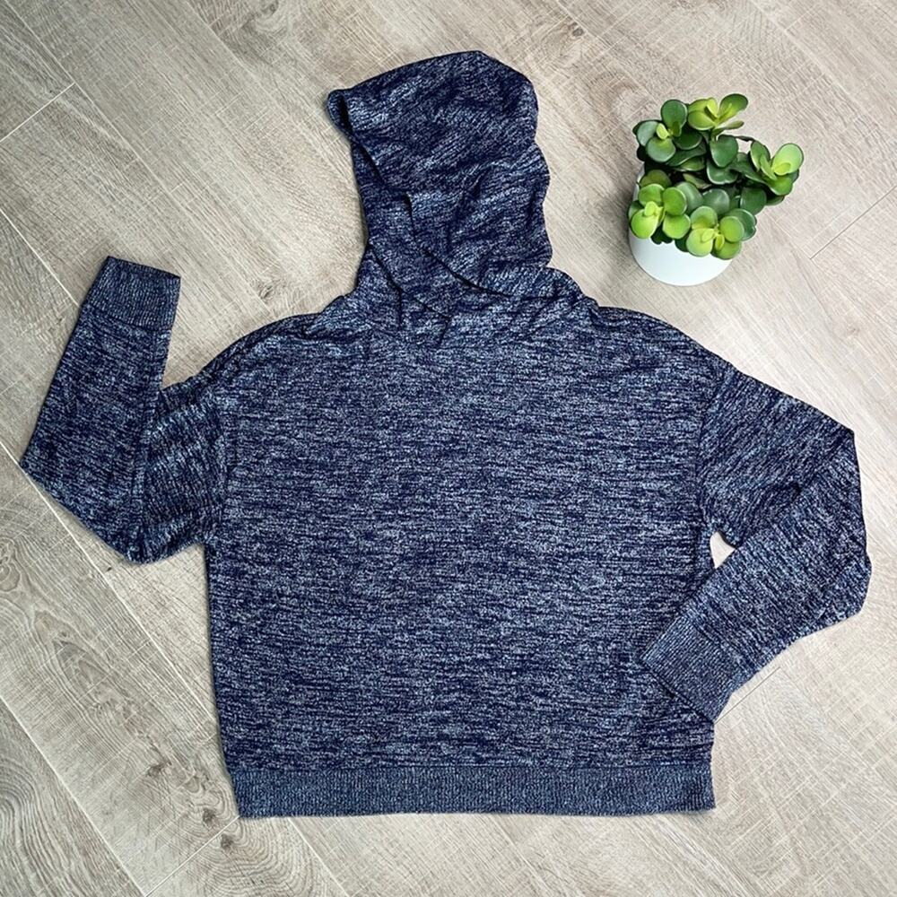 GAP Women's Heather Blue Gray Long Sleeve Soft Hoodie Sweatshirt